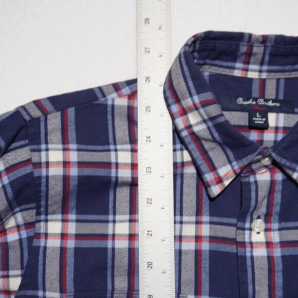 Brooks Brothers Red Fleece Plaid Flannel Shirt Youth Large Blue Cotton Button Up - Picture 7 of 9